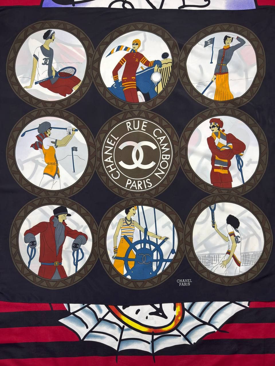Chanel Chanel Luxury Vintage Rue Cambon Sporting Ladies' Scarf Size ONE SIZE - 1 Thumbnail