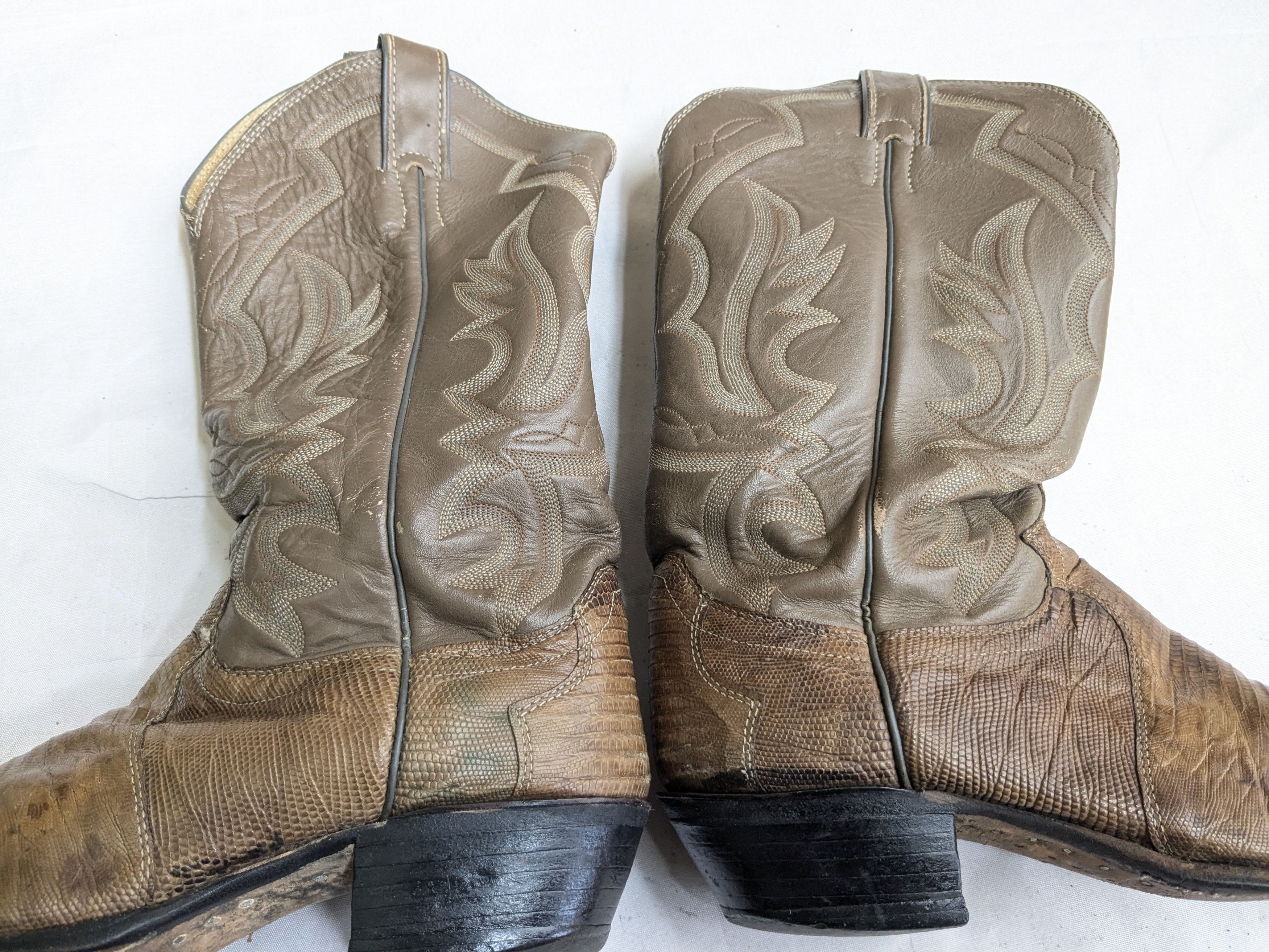 Other Vintage Justin Cowboy Boots Brown Lizard Leather 9.5 D Size US 9.5 / EU 42-43 - 8 Thumbnail