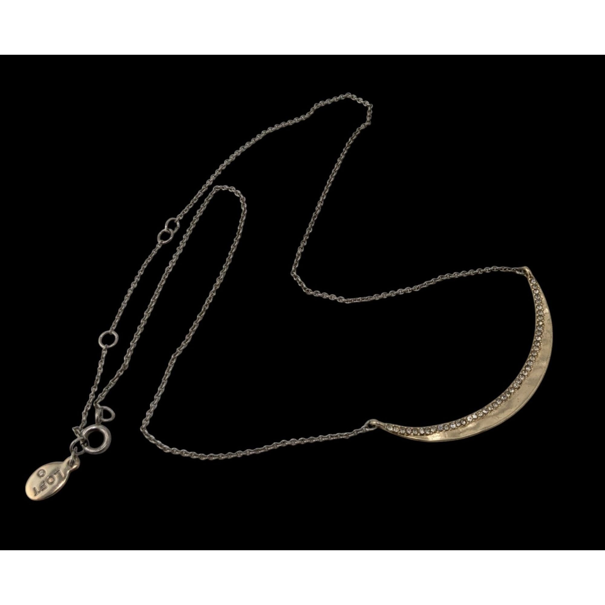 Loft Preppy Loft Crescent Moon Necklace Gold Tone With Rhinestone Size ONE SIZE - 2 Thumbnail