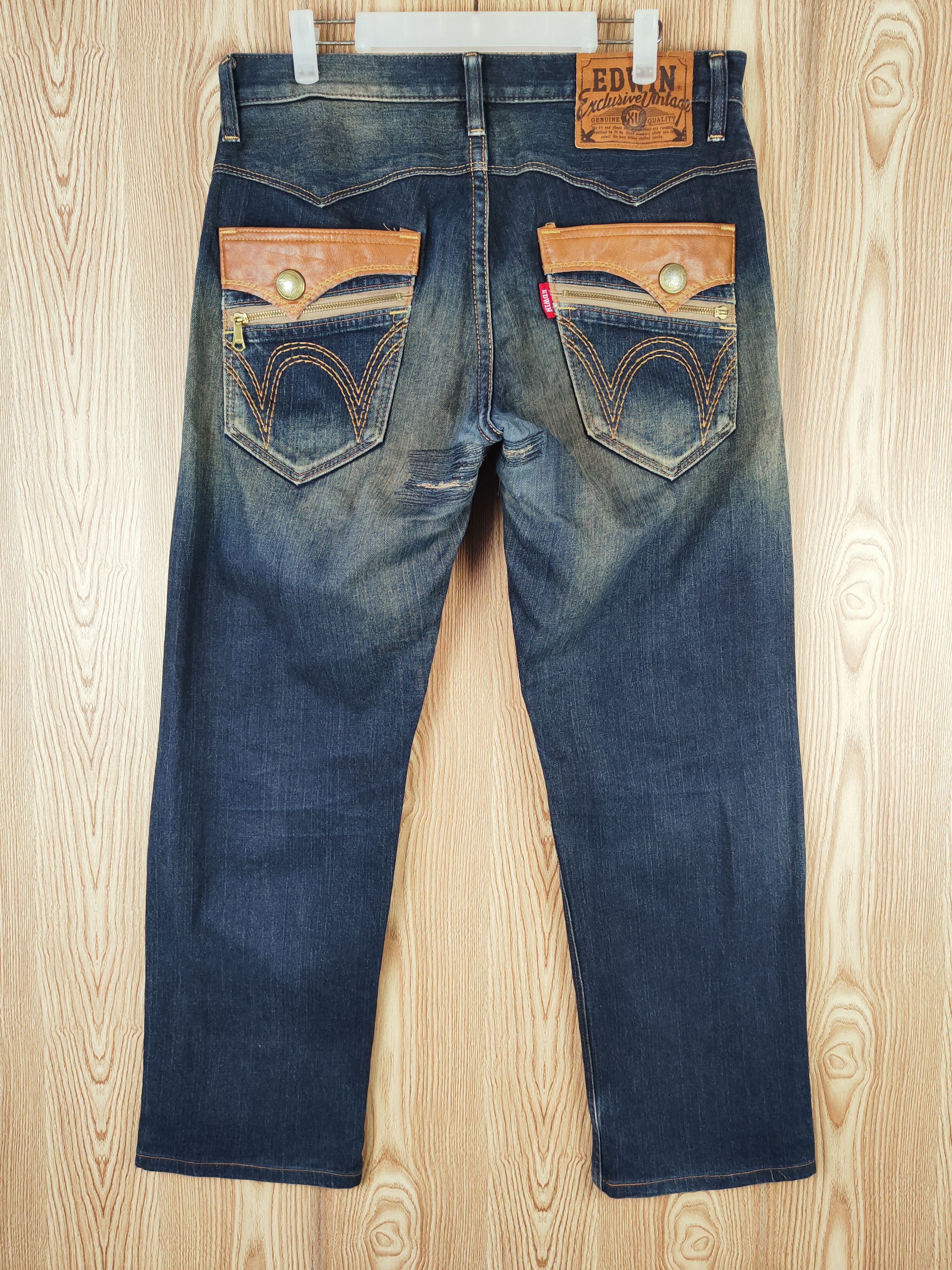 Edwin Edwin Dark Blue Distressed Ripped Jeans #S2739 Size US 34 / EU 50 - 9 Thumbnail