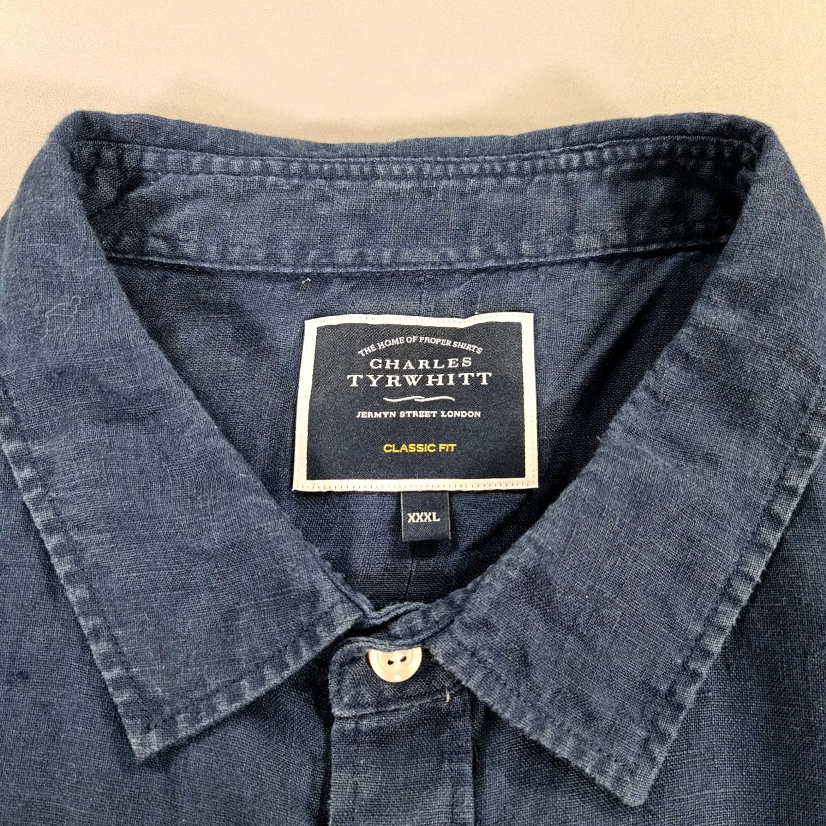 Charles Tyrwhitt Charles Tyrwhitt Mens Shirt Navy Blue 3XL Classic Fit Linen Button-Up Long Sleeve Collared нос Size US XXL / EU 58 / 5 - 3 Thumbnail