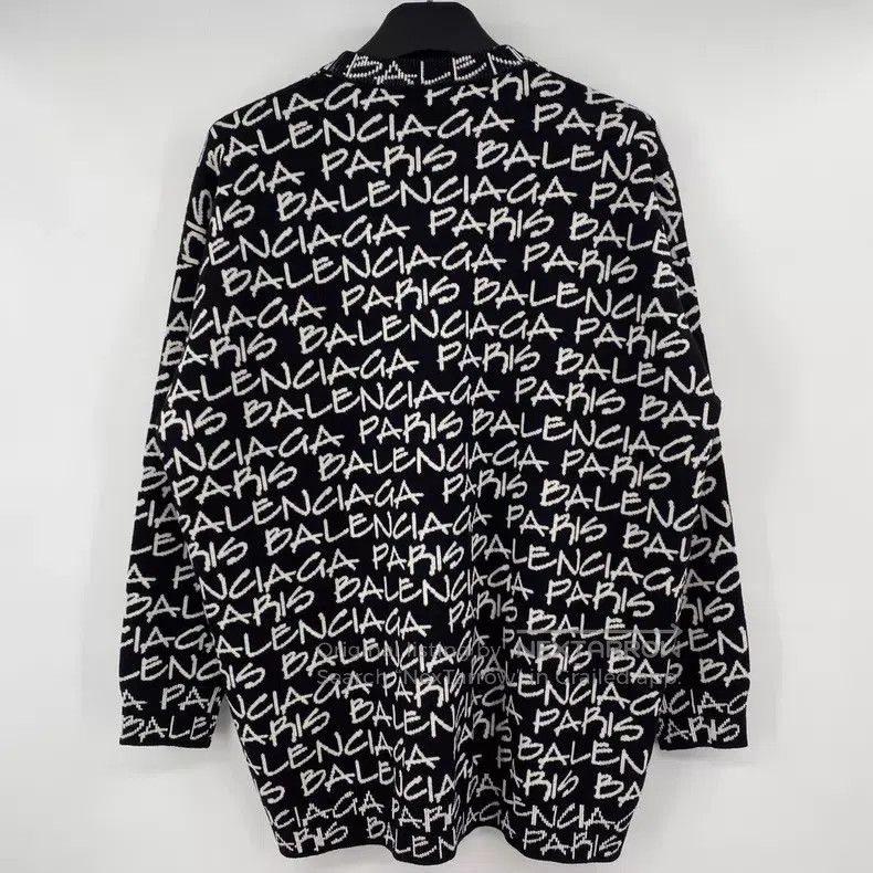Balenciaga Balenciaga Black and white barrage lettering knitted sweat Size US L / EU 52-54 / 3 - 2 Thumbnail