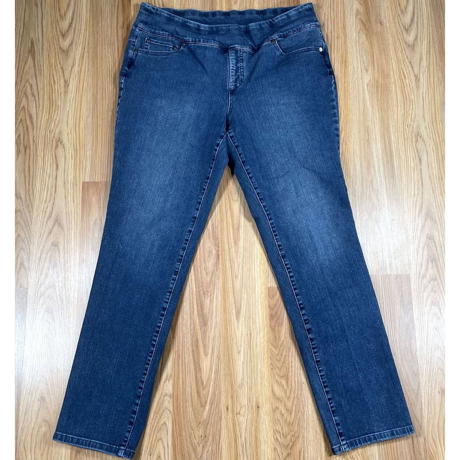 Denime Premium Denim Jeans Womens 10 Straight Leg Mid Rise Stretch Blue Denim Pants Size 32" / US 10 / IT 46 - 2 Thumbnail