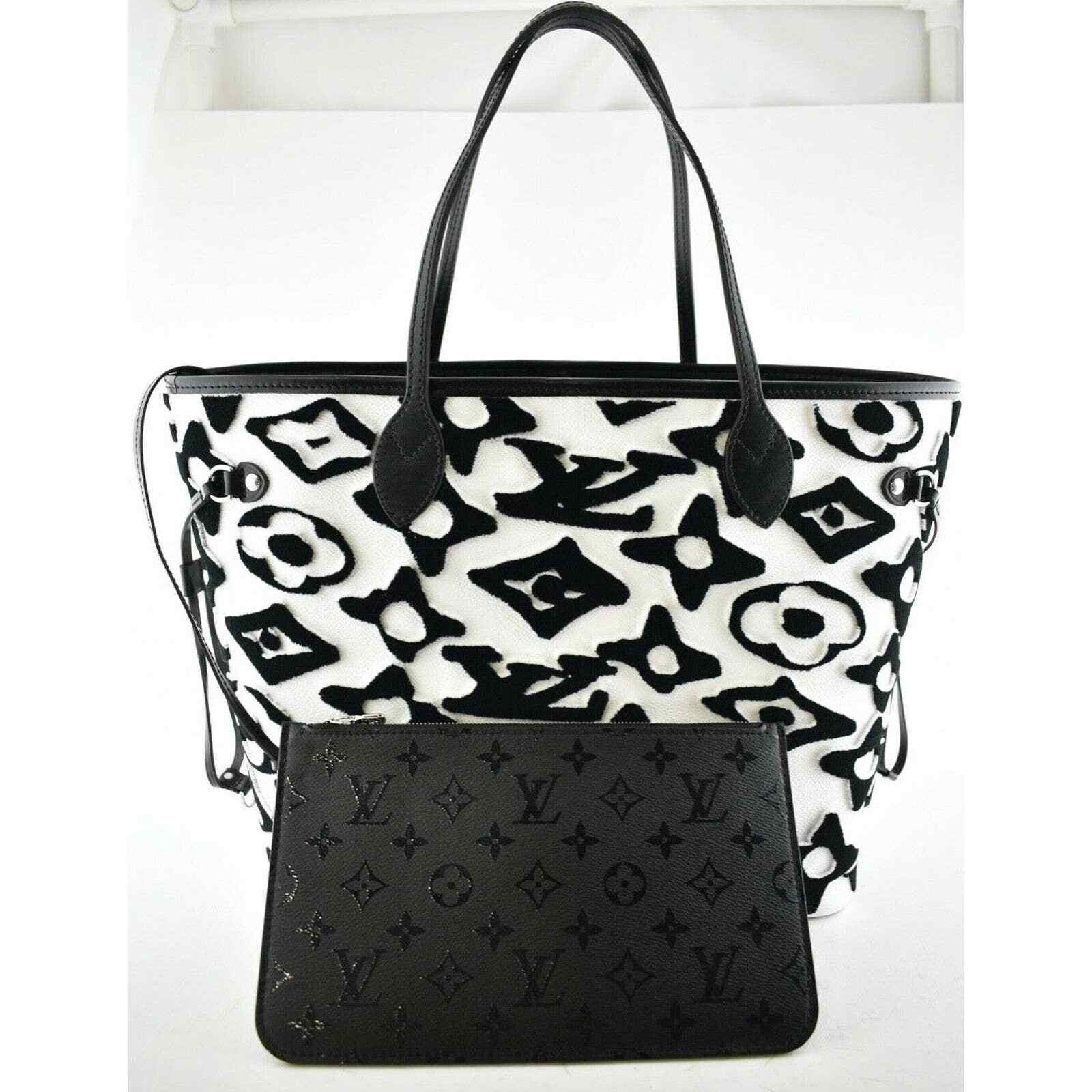Louis Vuitton Louis Vuitton Neverfull Black White Handle Shoulder Bag Size ONE SIZE - 2 Thumbnail