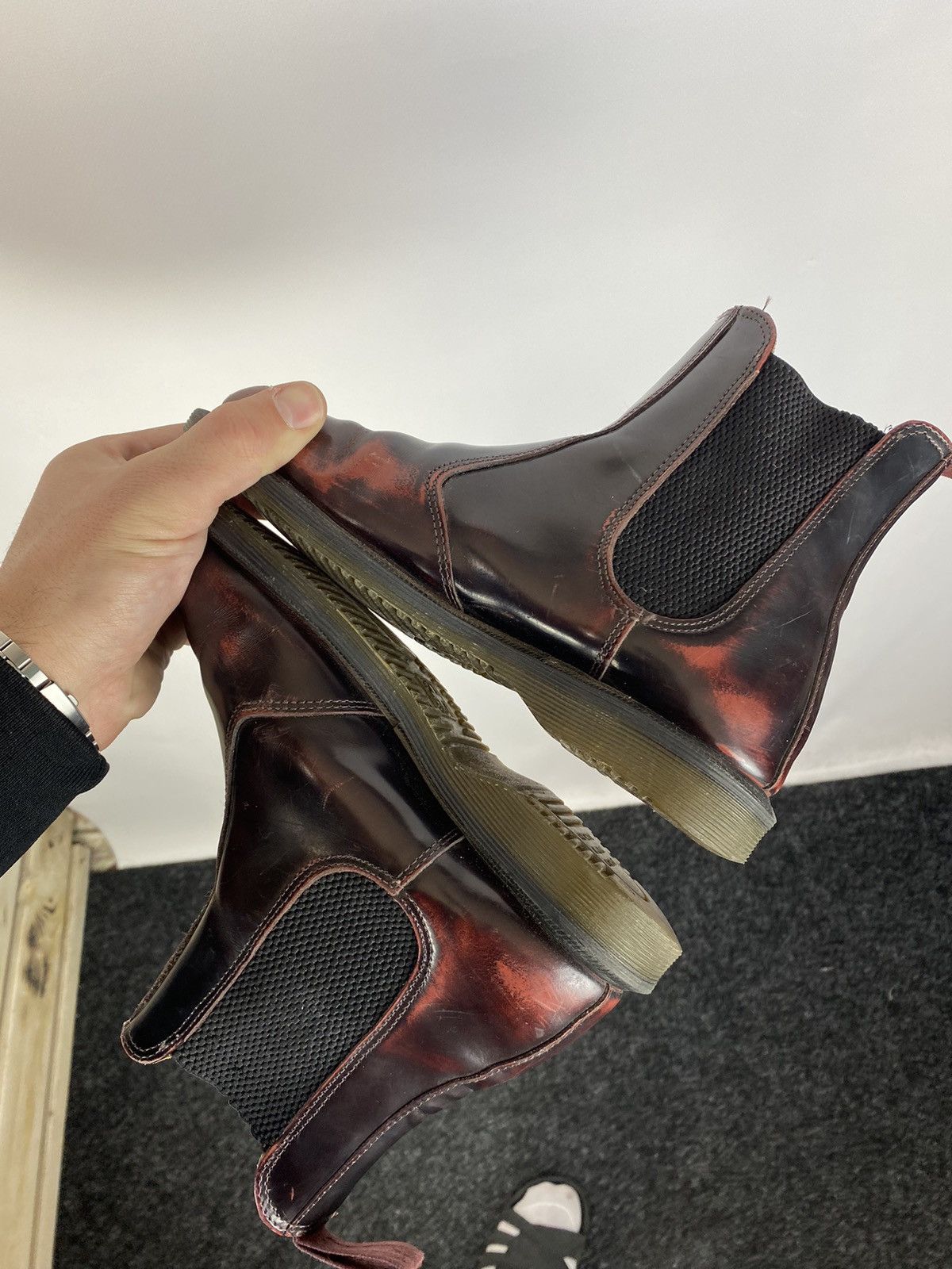 Dr. Martens × Vintage 90s Dr. Martens 2976 Chelsea Distressed Red Washed Boots Y2K Size US 7 / IT 37 - 9 Thumbnail