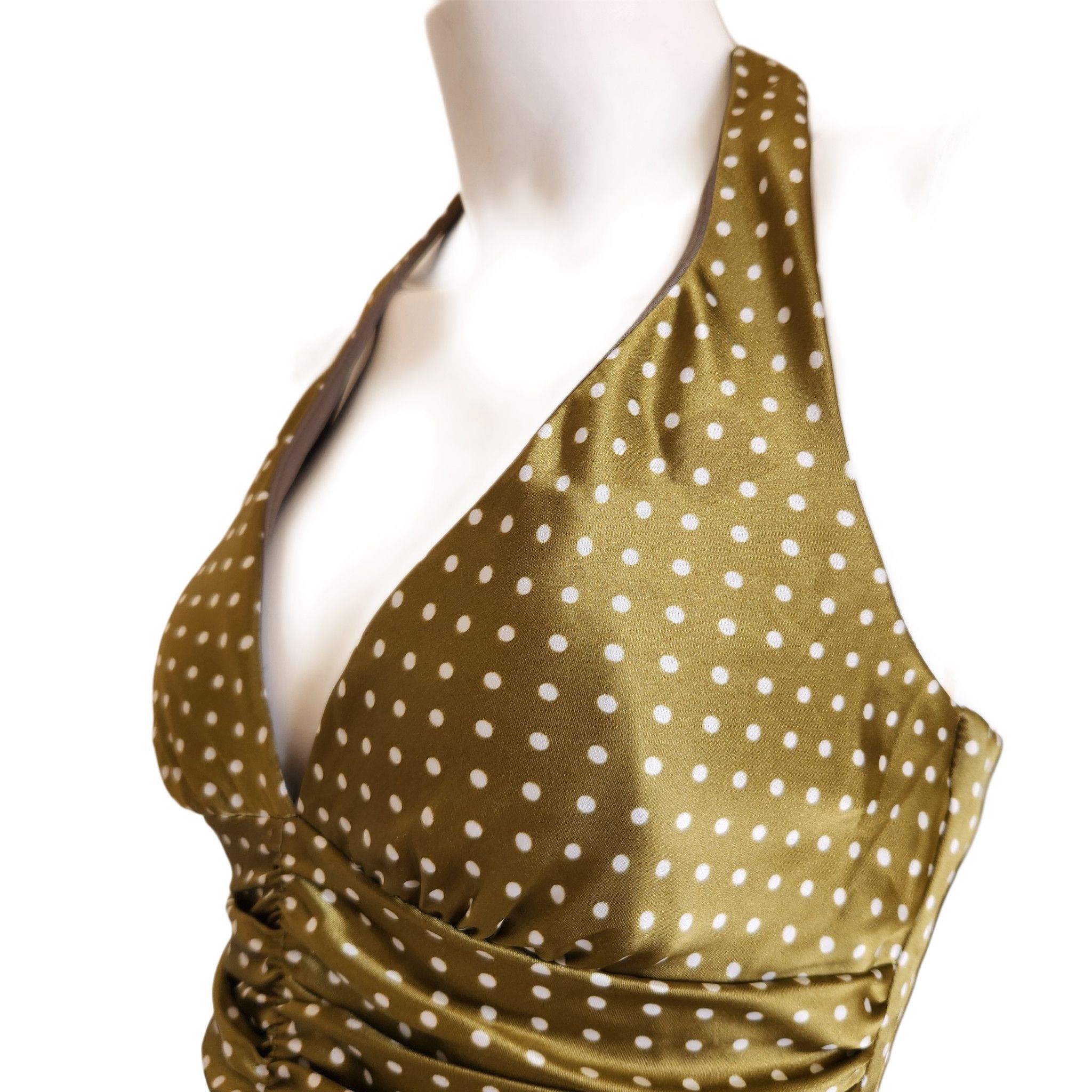Vintage Speechless dot retro dress halter top low v-cut swing 50s Size M / US 6-8 / IT 42-44 - 3 Thumbnail