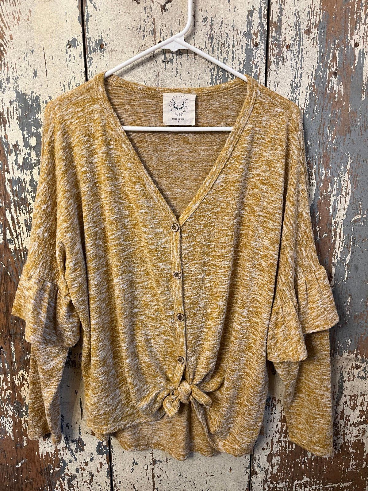 Designer Fantastic Fawn Heathered Yellow blouse, small, oversized Size S / US 4 / IT 40 - 1 Thumbnail