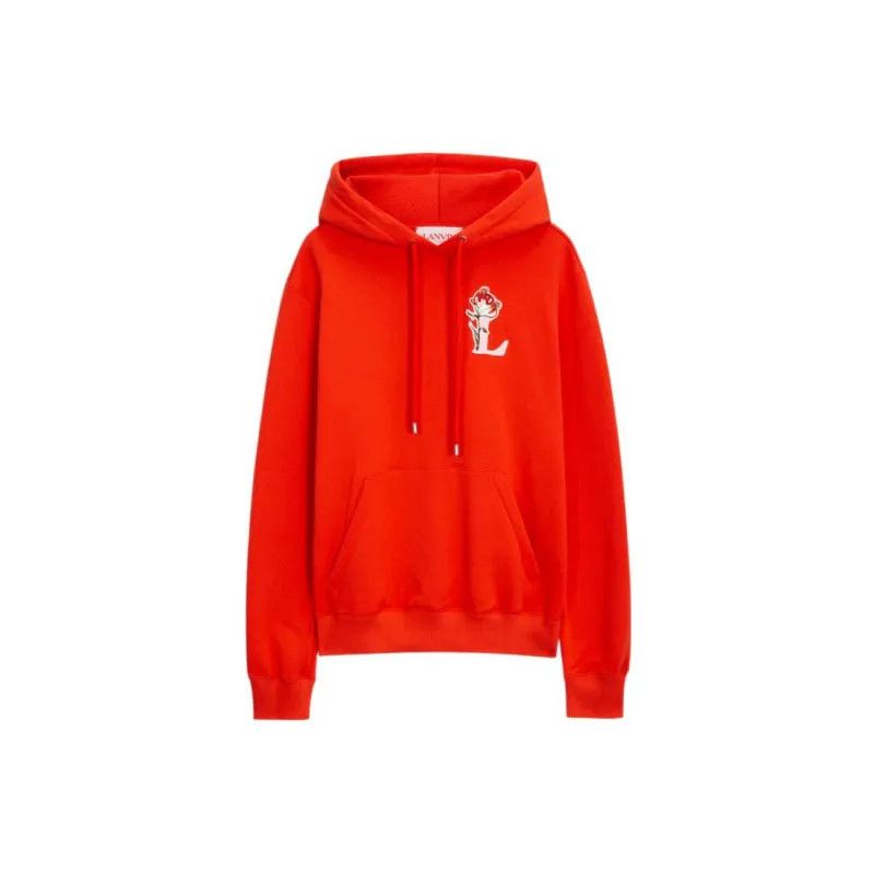 Lanvin o1y0225 Embroidered Logo Hoodie in Red Size US M / EU 48-50 / 2 - 1 Thumbnail