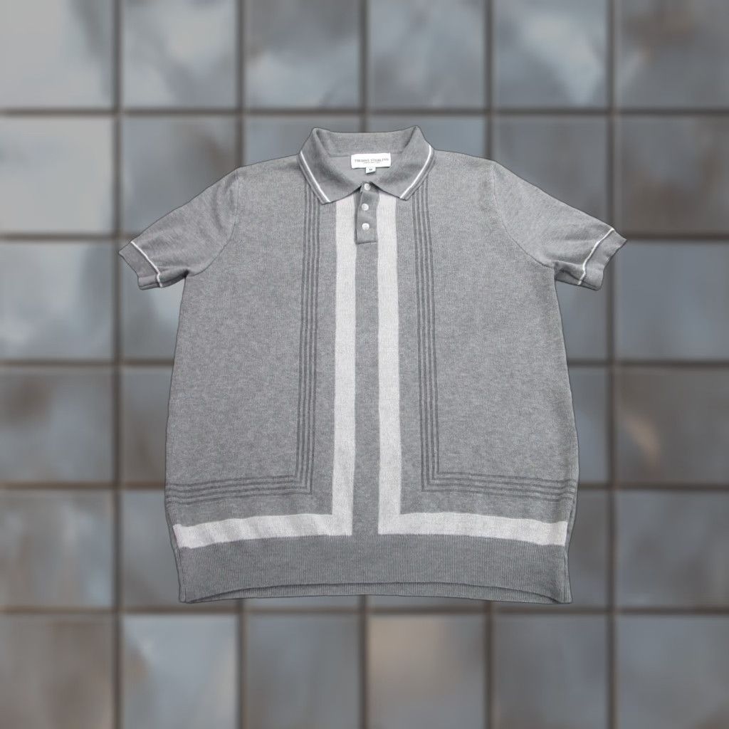 Vintage Thomas Sterling Polo Shirt Mens M Gray Knit Rockabilly Retro Panel Stripe Size US M / EU 48-50 / 2 - 1 Thumbnail