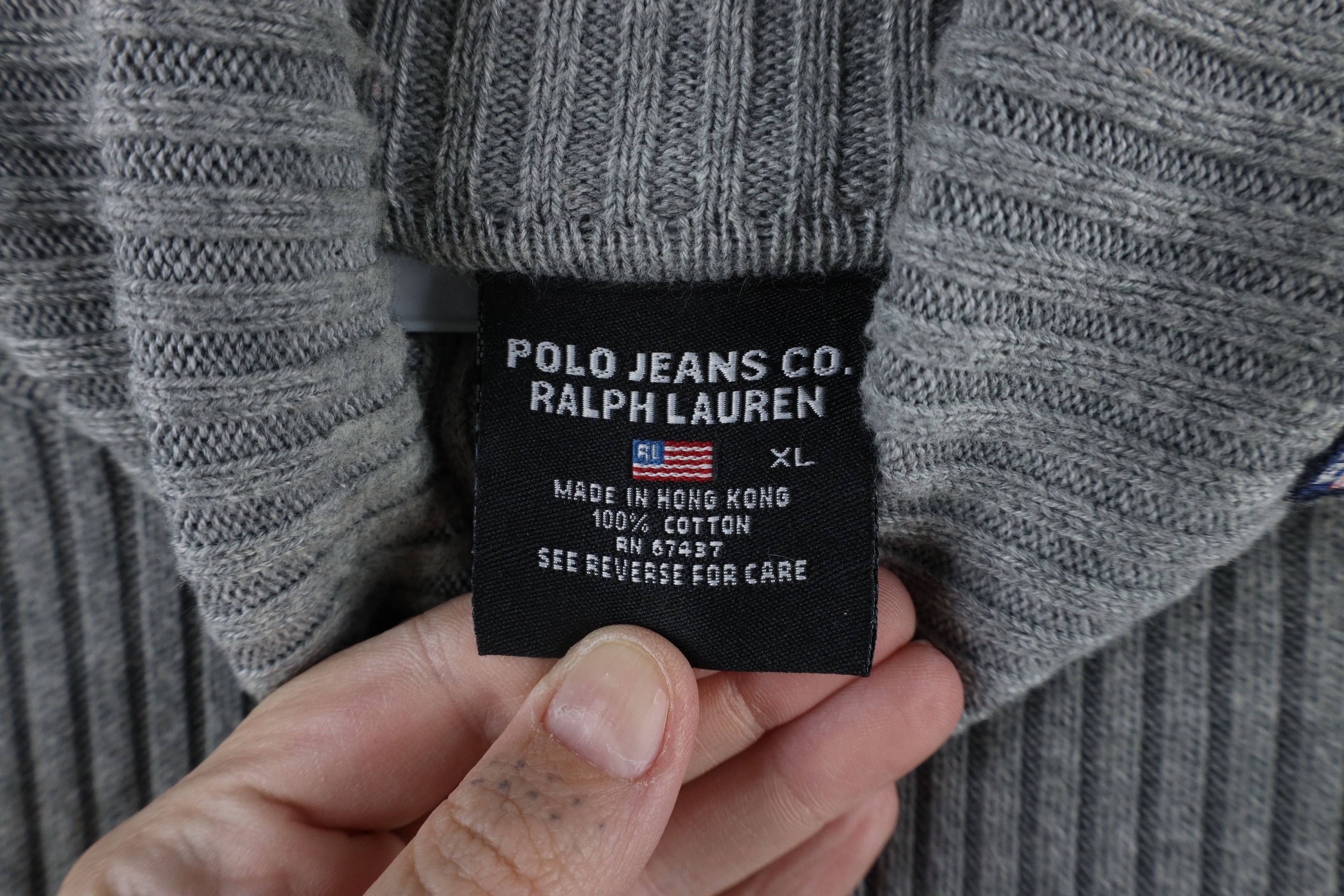 Ralph Lauren × Vintage Vintage 90s Ralph Lauren Ribbed Knit Turtleneck Sweater Gray Size US XL / EU 56 / 4 - 8 Thumbnail