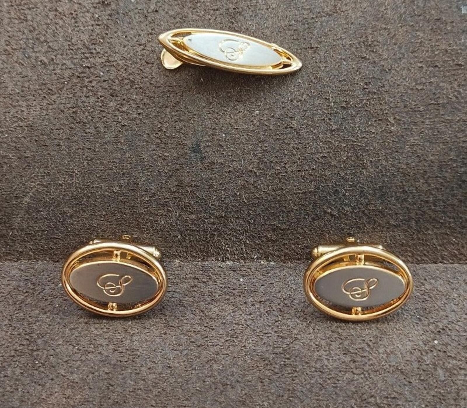 Other 50/60s Hickok USA Monogram Initial S Tie Bar Clip Cufflink Size ONE SIZE - 4 Thumbnail