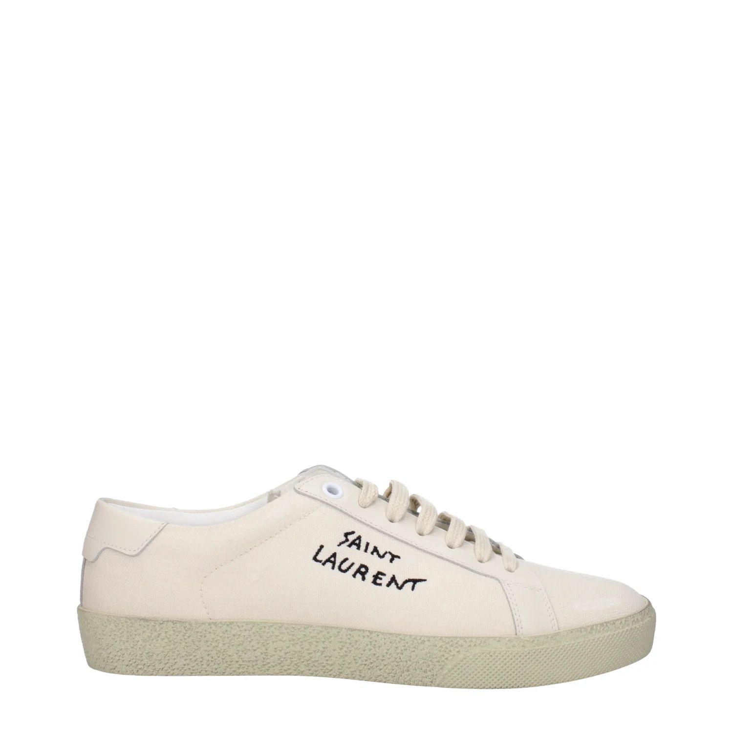 Saint Laurent Paris ob1o1e1124 Fabric Sneakers in Beige Size US 7.5 / IT 37.5 - 1 Thumbnail