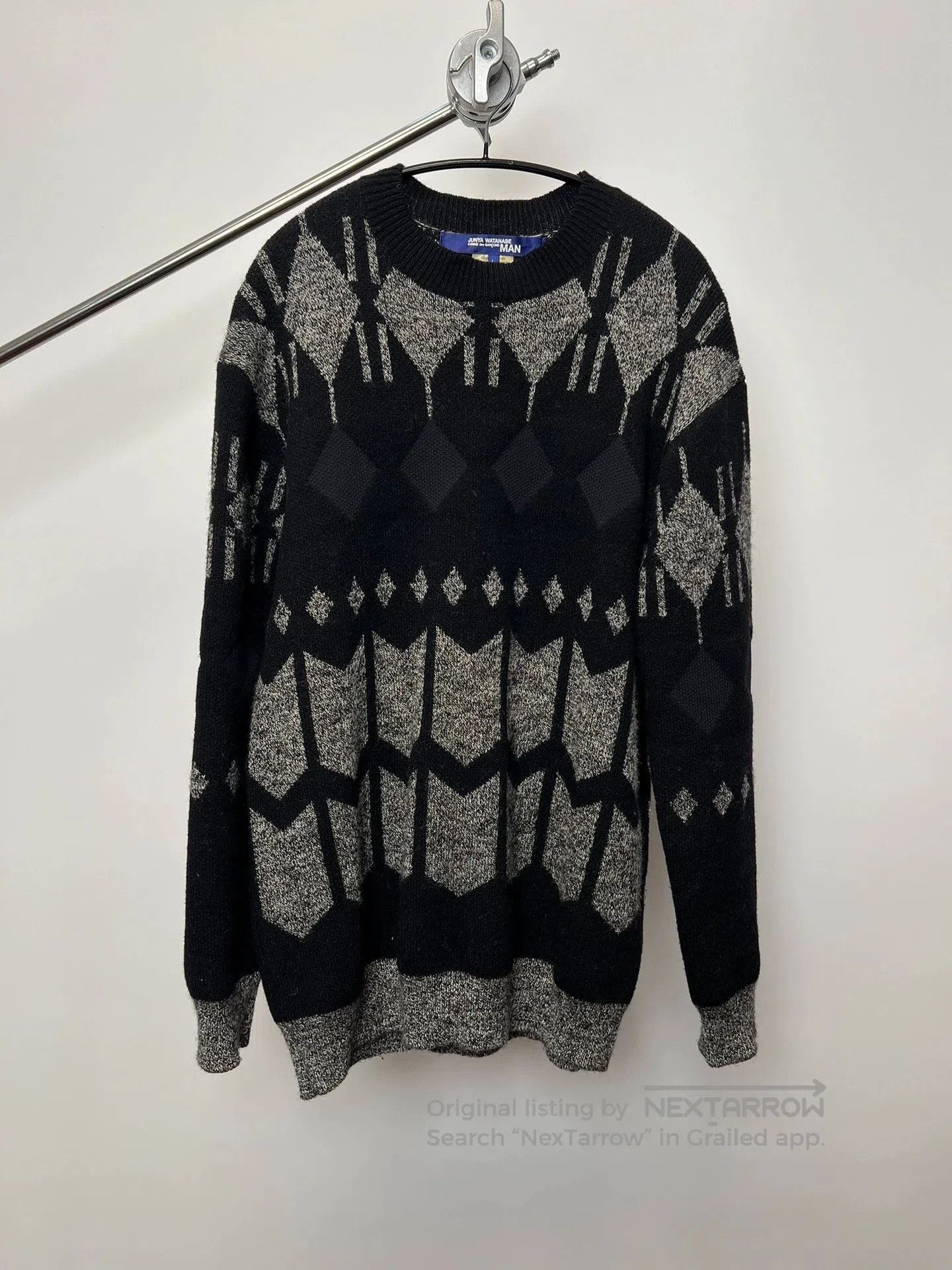 Junya Watanabe Black Geometric Pattern Knit Sweater. Size US L / EU 52-54 / 3 - 1 Thumbnail