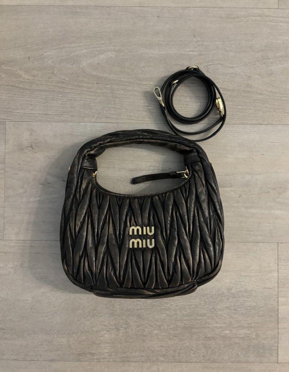 Miu Miu Miu Miu Small Wander matelassé nappa leather hobo bag 