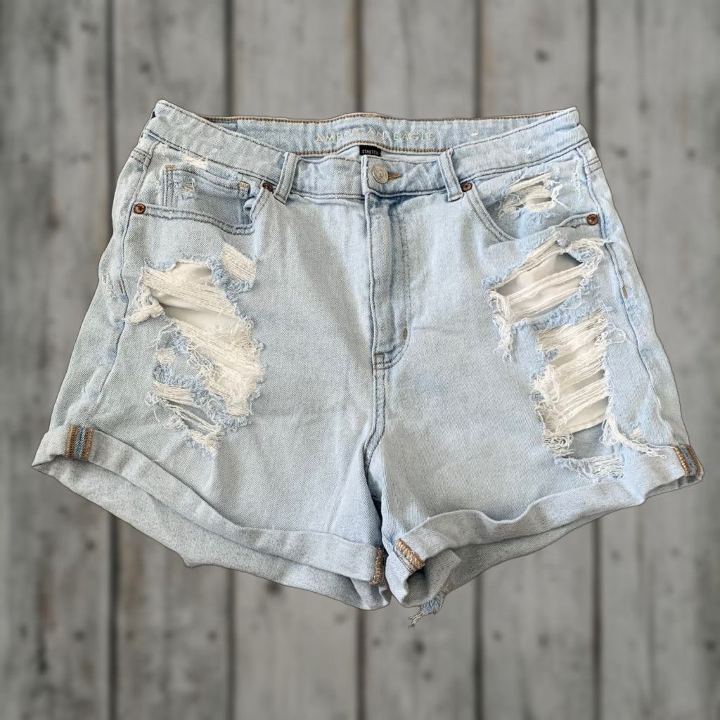 American Eagle Outfitters American Eagle Outfitters Shorts Womens 31 Distressed MOM SHORT Cut Off High Rise Cotton Blue 31W Regular Ladies Boys Girls Size 24" / US 00 / IT 34 - 1 Thumbnail