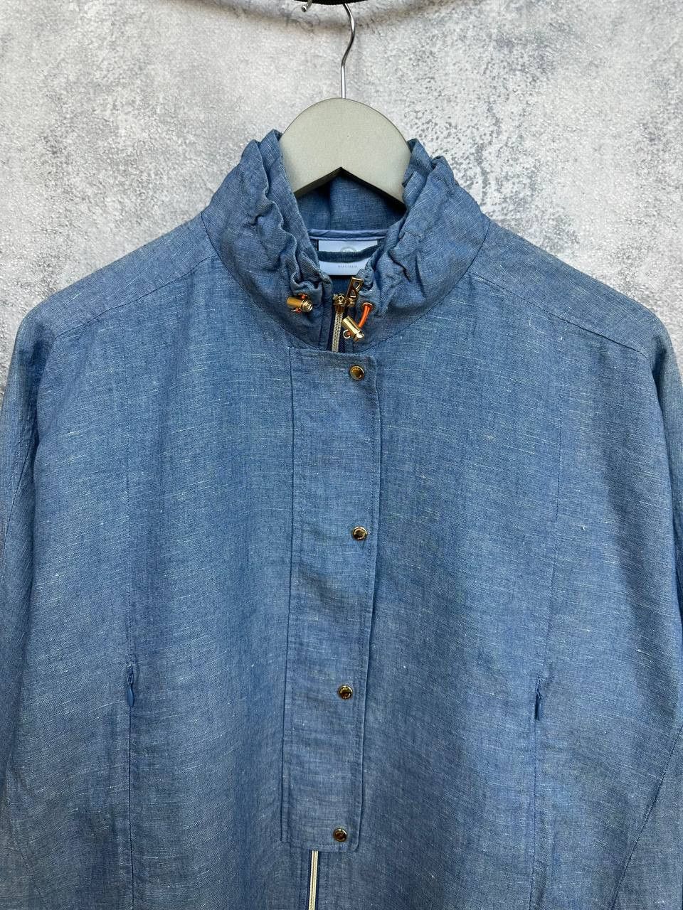 Bogner Bogner Linen Blend Lightweight Jacket Blue High Neck Zip Up Size S / US 4 / IT 40 - 4 Thumbnail
