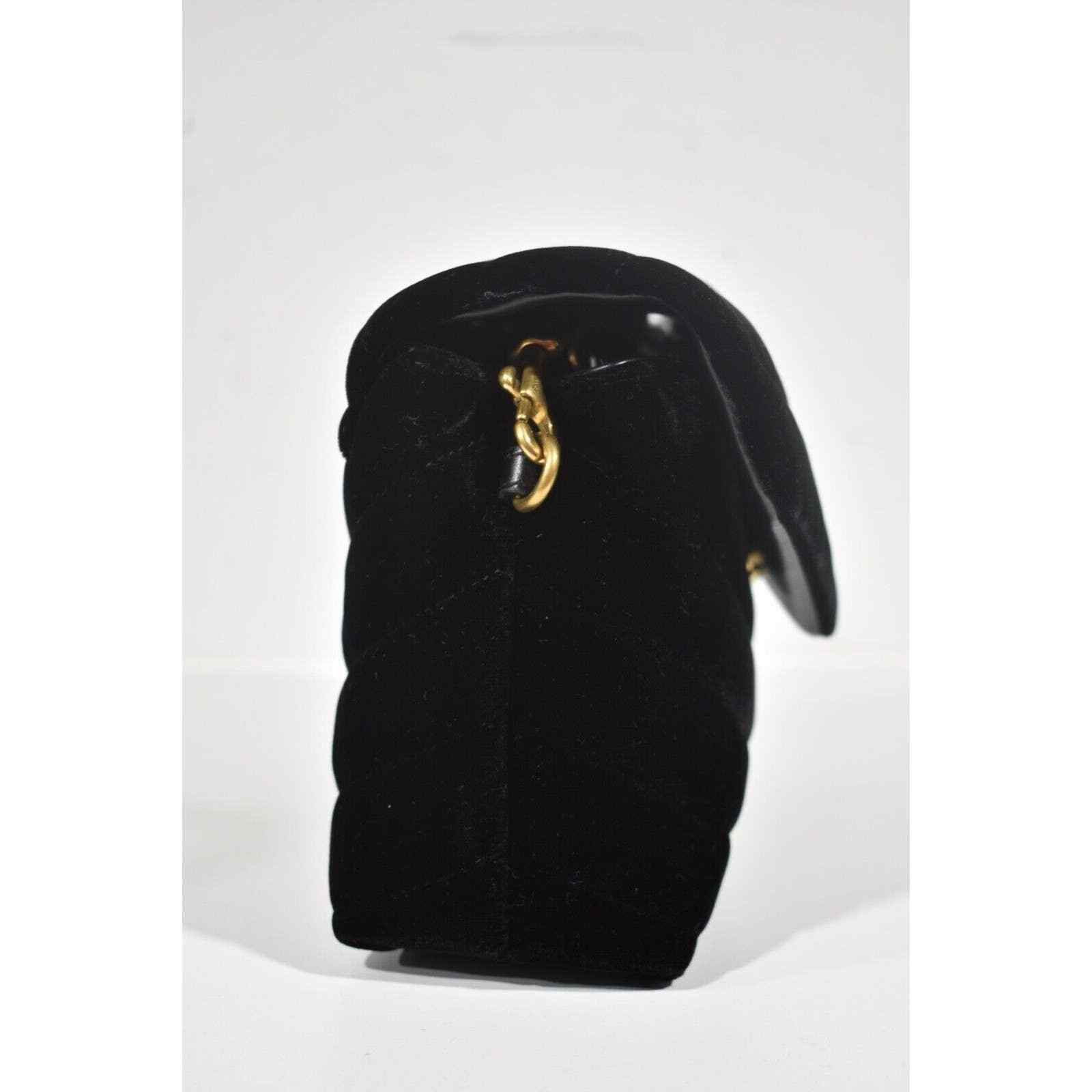 Yves Saint Laurent Saint Laurent Quilted Black Velvet Gold Crossbody Bag Size ONE SIZE - 8 Thumbnail