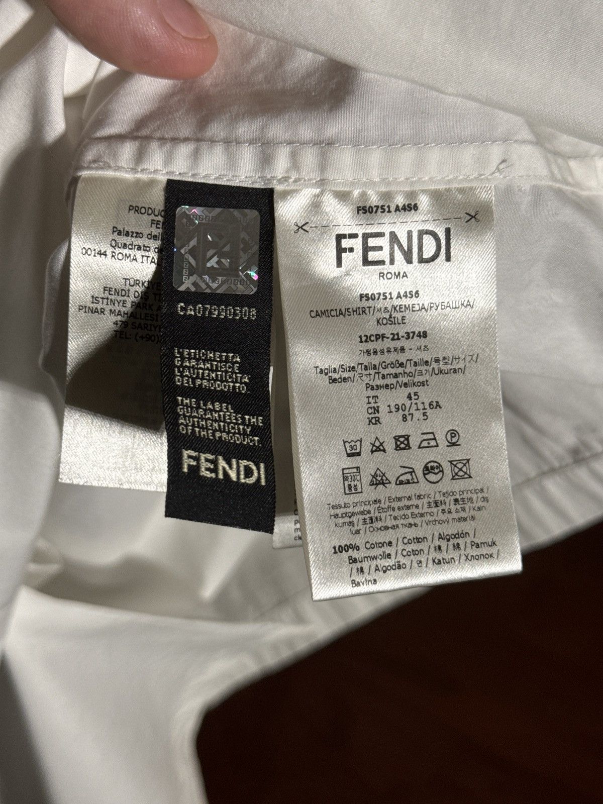 Fendi Fendi FF Collar White Button Up Shirt Size US XL / EU 56 / 4 - 6 Thumbnail