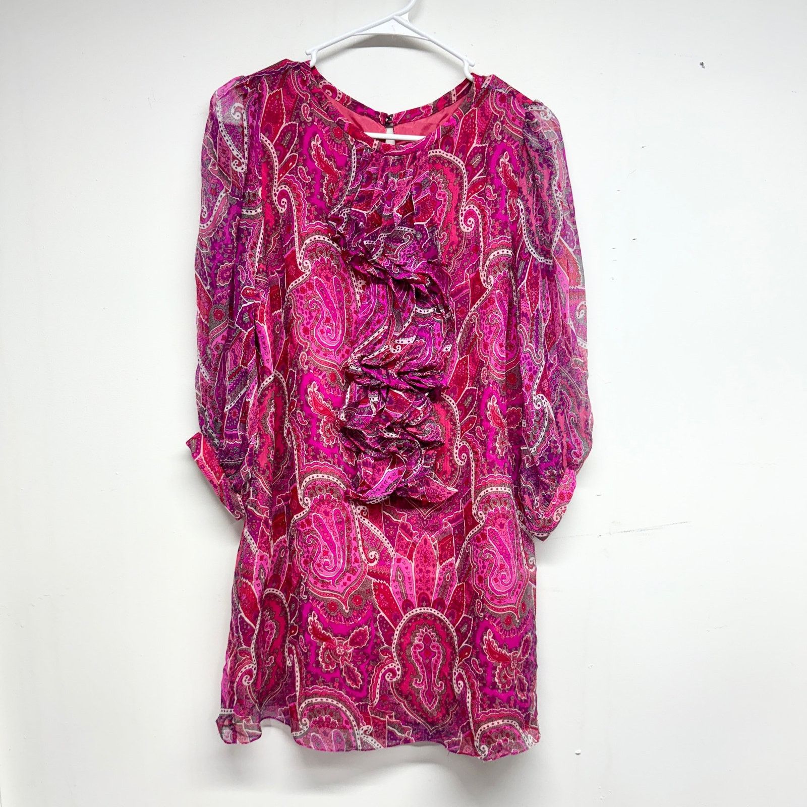 Tibi TIBI Women Pink Abstract Long Sleeve Cruved Neckline Mini 6 Size M / US 6-8 / IT 42-44 - 1 Thumbnail