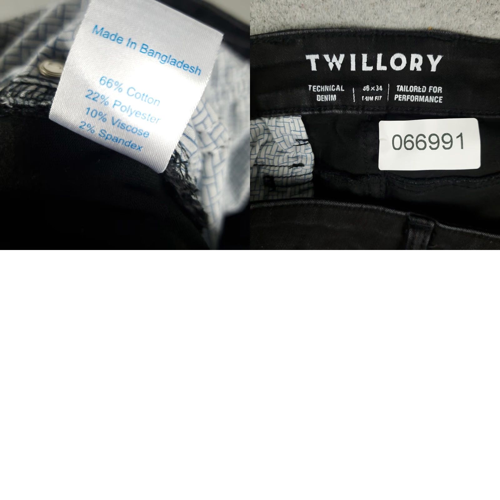 Denime Twillory Jeans Mens 36x34 Black Slim Fit 5 Pocket Denim Pants Jeans Size US 36 / EU 52 - 9 Thumbnail