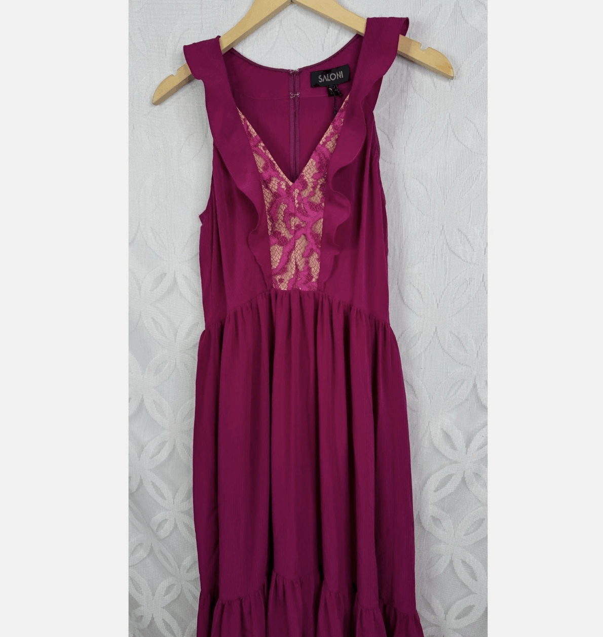 Other SALONI Suzi Berry Crinkle Crepe Lace Maxi Dress NWT Size M / US 6-8 / IT 42-44 - 7 Thumbnail
