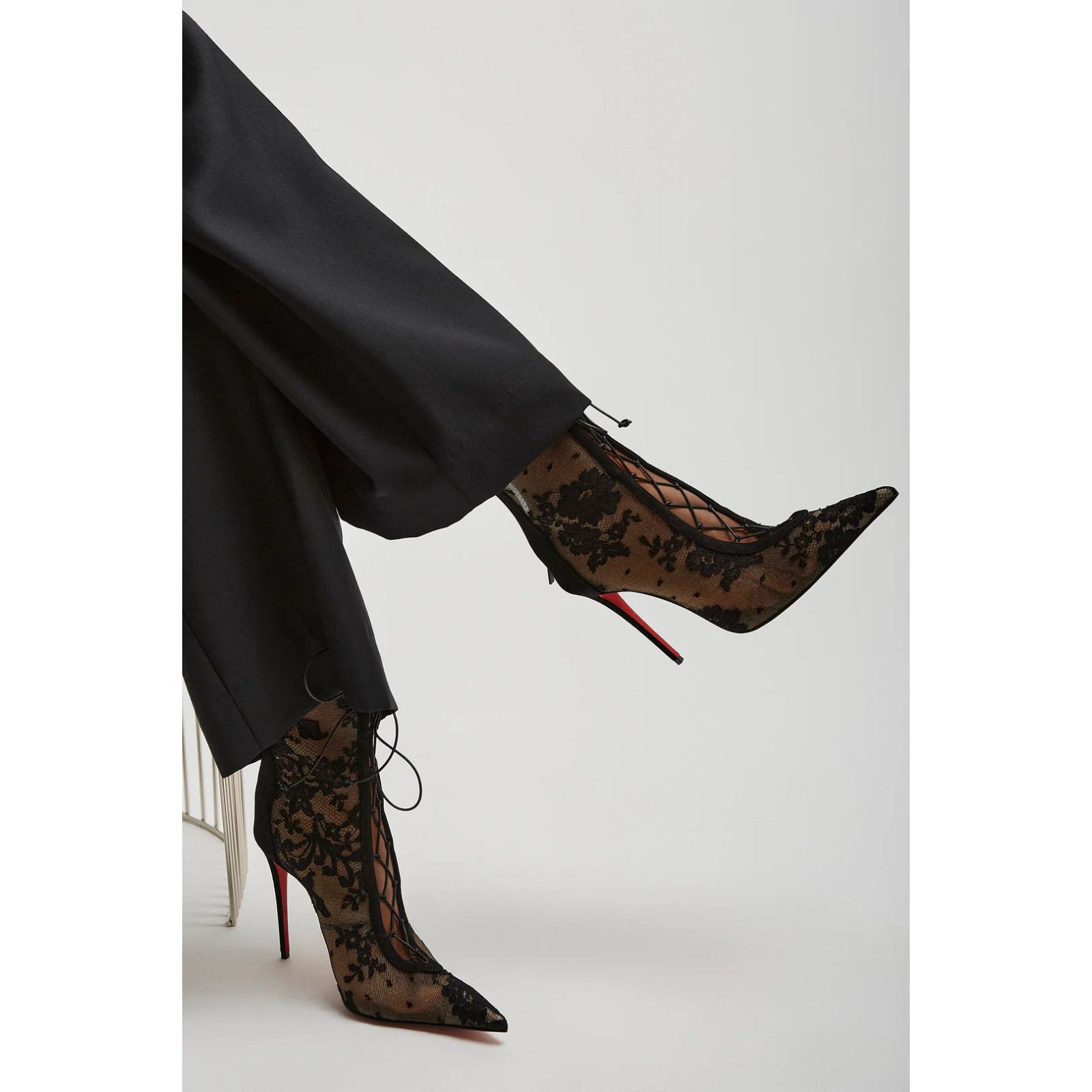 Christian Louboutin Christian Louboutin KM Lace Booty 100 Black Mesh Ankle 38.5 Size US 8.5 / IT 38.5 - 8 Thumbnail