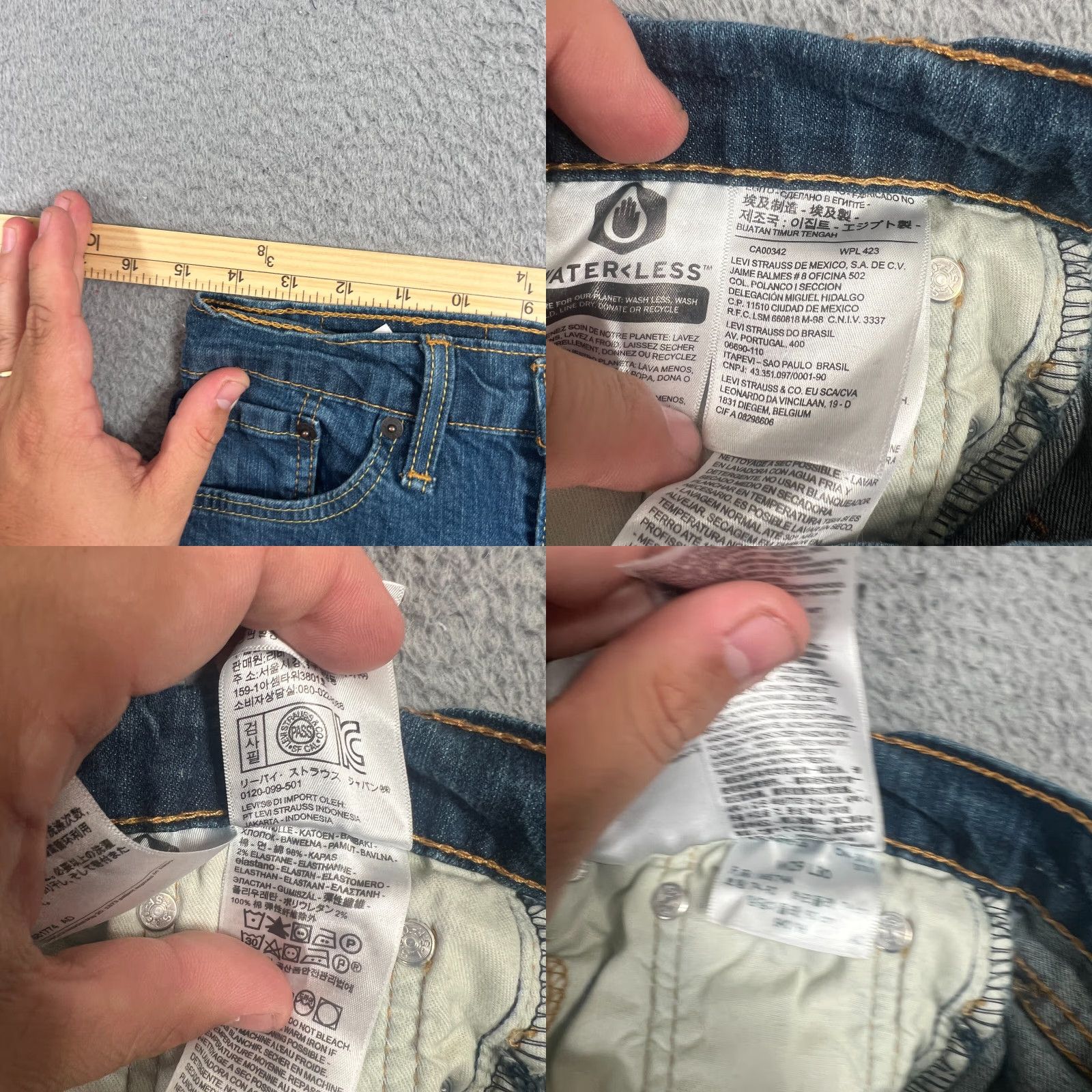 Levi's LEVI'S VINTAGE 502 Jeans Mens 29x30 Blue Slim Straight Stretch Medium Wash Oil Stains Size US 29 - 8 Thumbnail