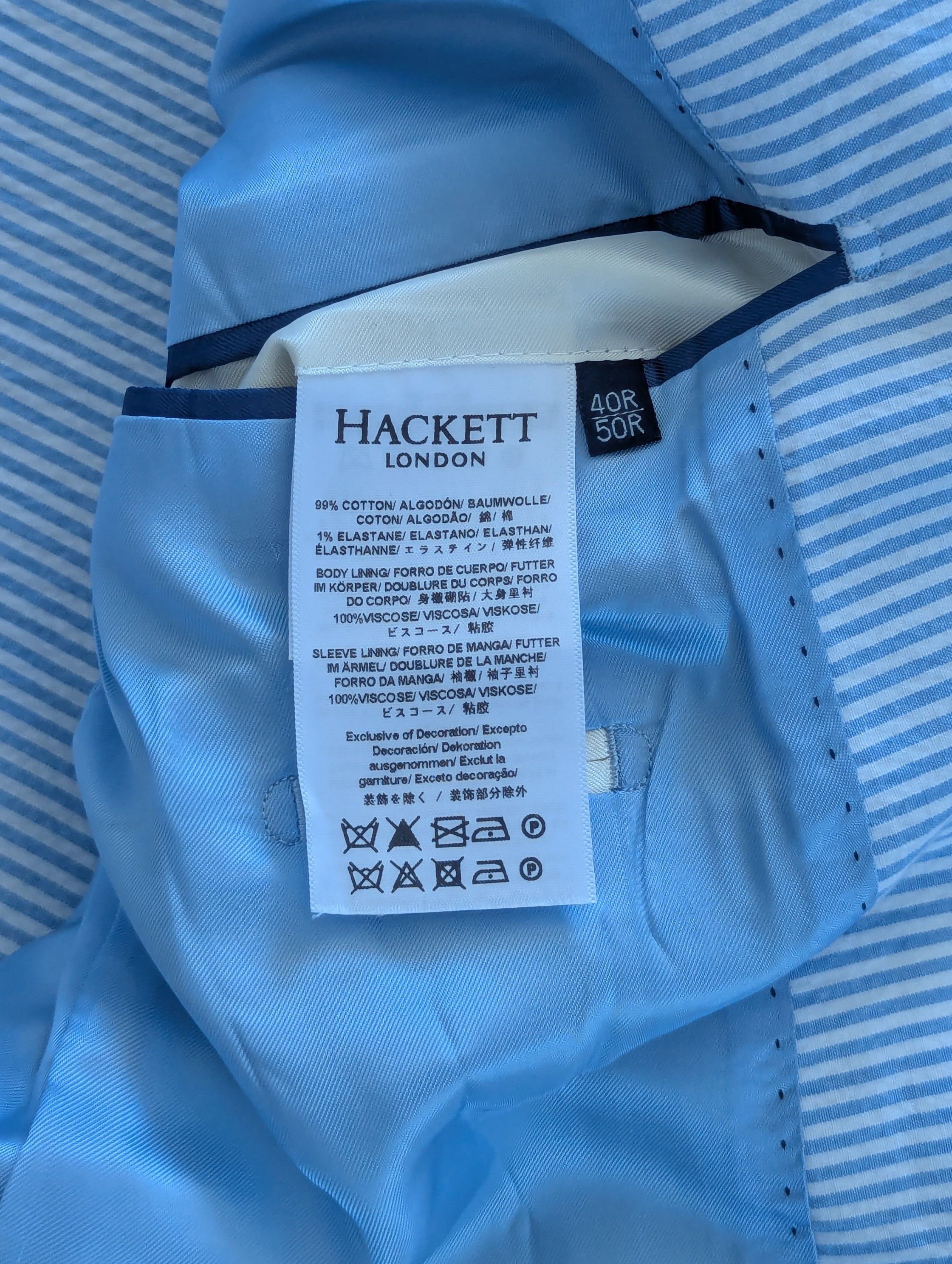 Hackett HACKETT London Horizontal Seersucker Men's Blazer Jacket Size 50R - 18 Thumbnail