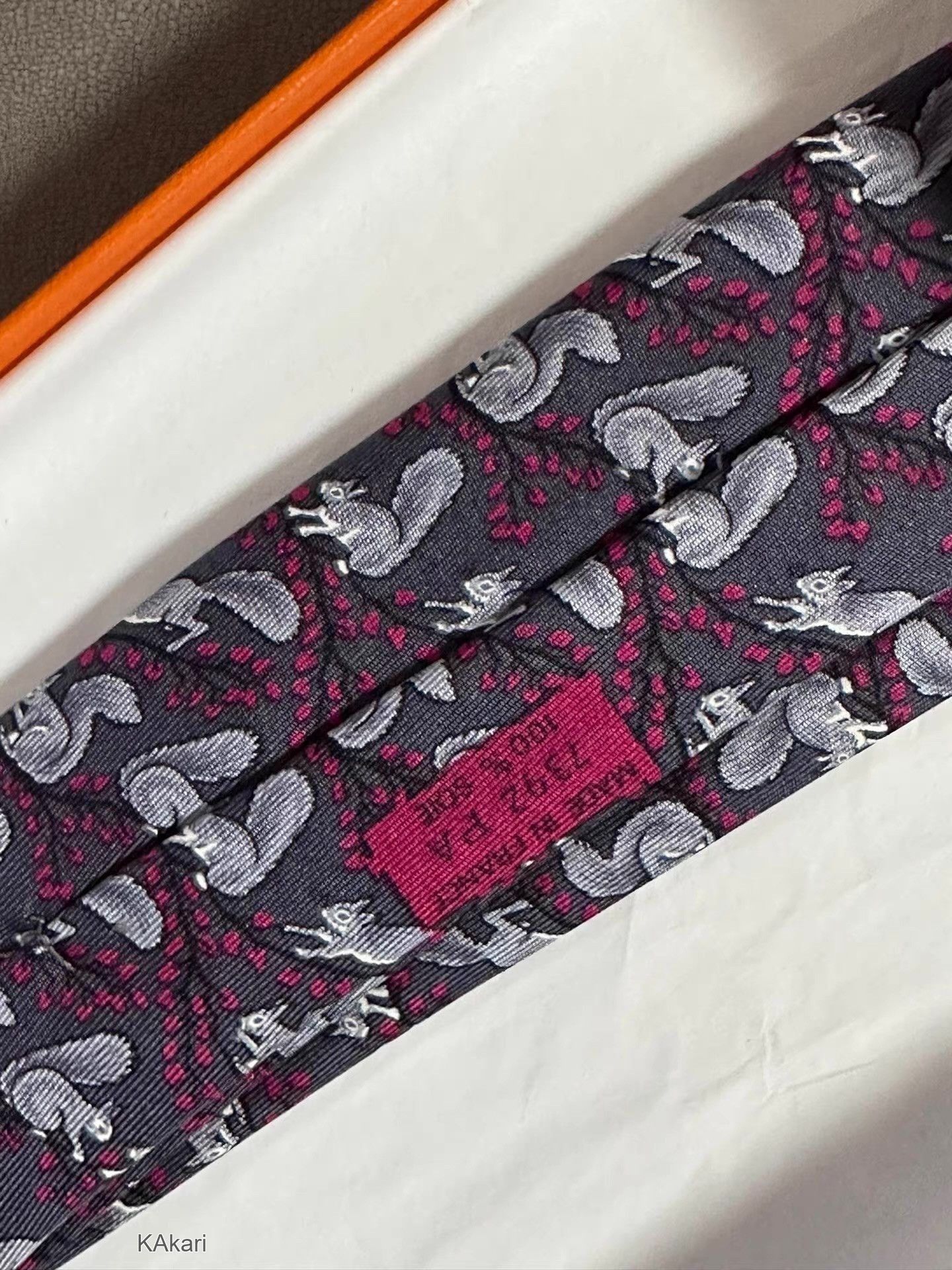 Hermes Squirrel Pattern Multi Color Silk Tie Size ONE SIZE - 3 Thumbnail
