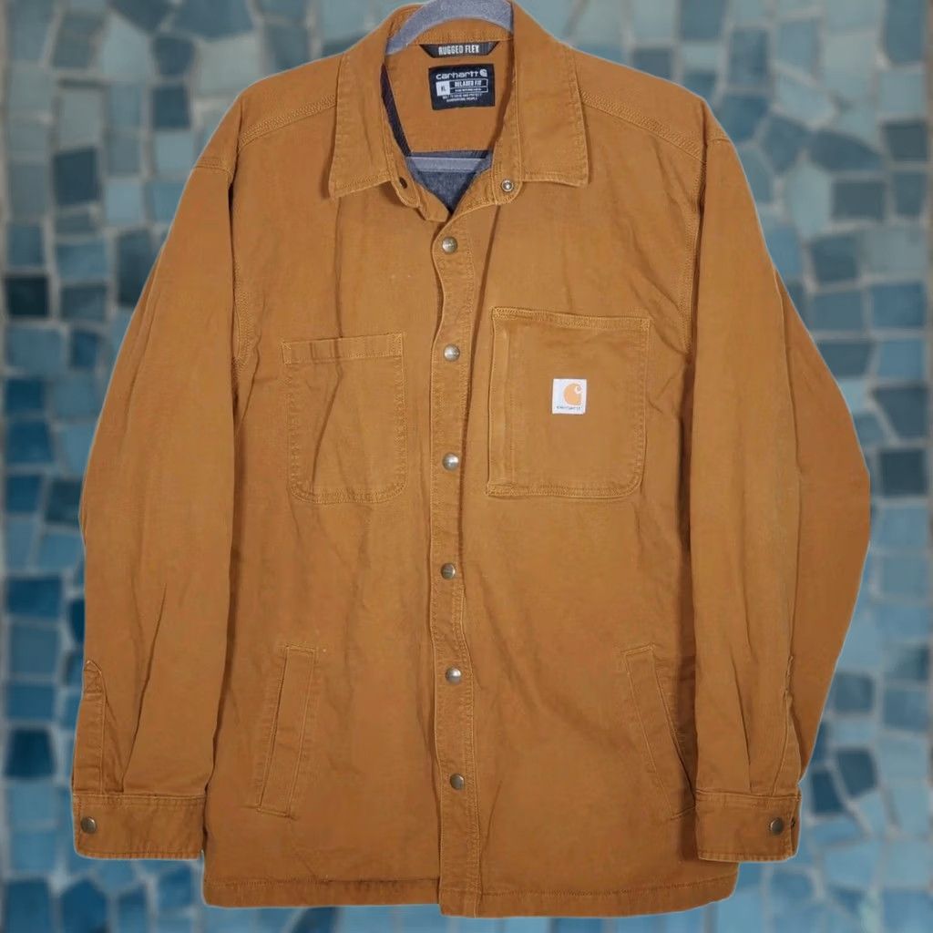 Carhartt Carhartt Rugged Flex Rigby Shirt Jac Fleece-Lined Canvas Relaxed XL Mens Carhartt Brown 213 Size US XL / EU 56 / 4 - 1 Thumbnail