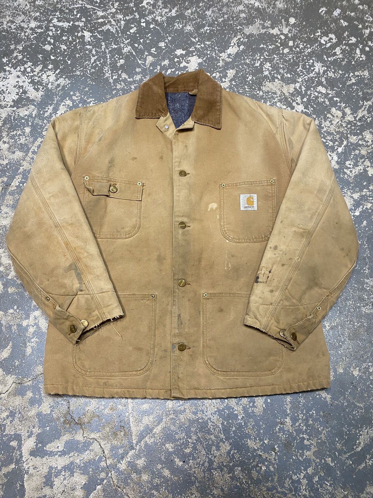 Carhartt × Vintage Vintage Carhartt Blanket Lined Faded Tan Chore Coat Jacket Size US M / EU 48-50 / 2 - 9 Thumbnail
