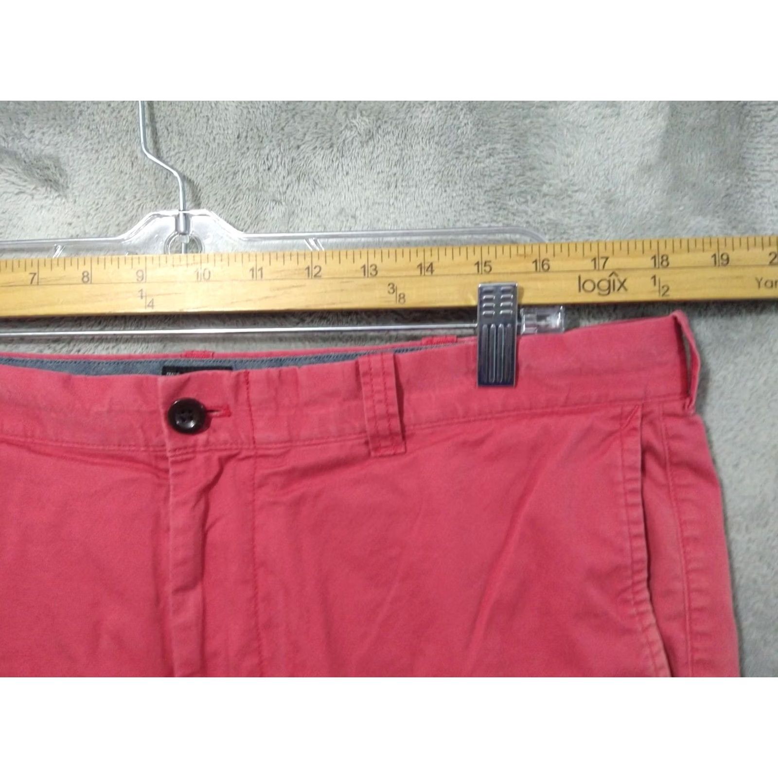 J.Crew J.CREW Shorts Mens 36 Pink Flat Front Mid Rise Stretch Chino Pockets Preppy Vertical Solid Vintage: No Size US 36 / EU 52 - 3 Thumbnail