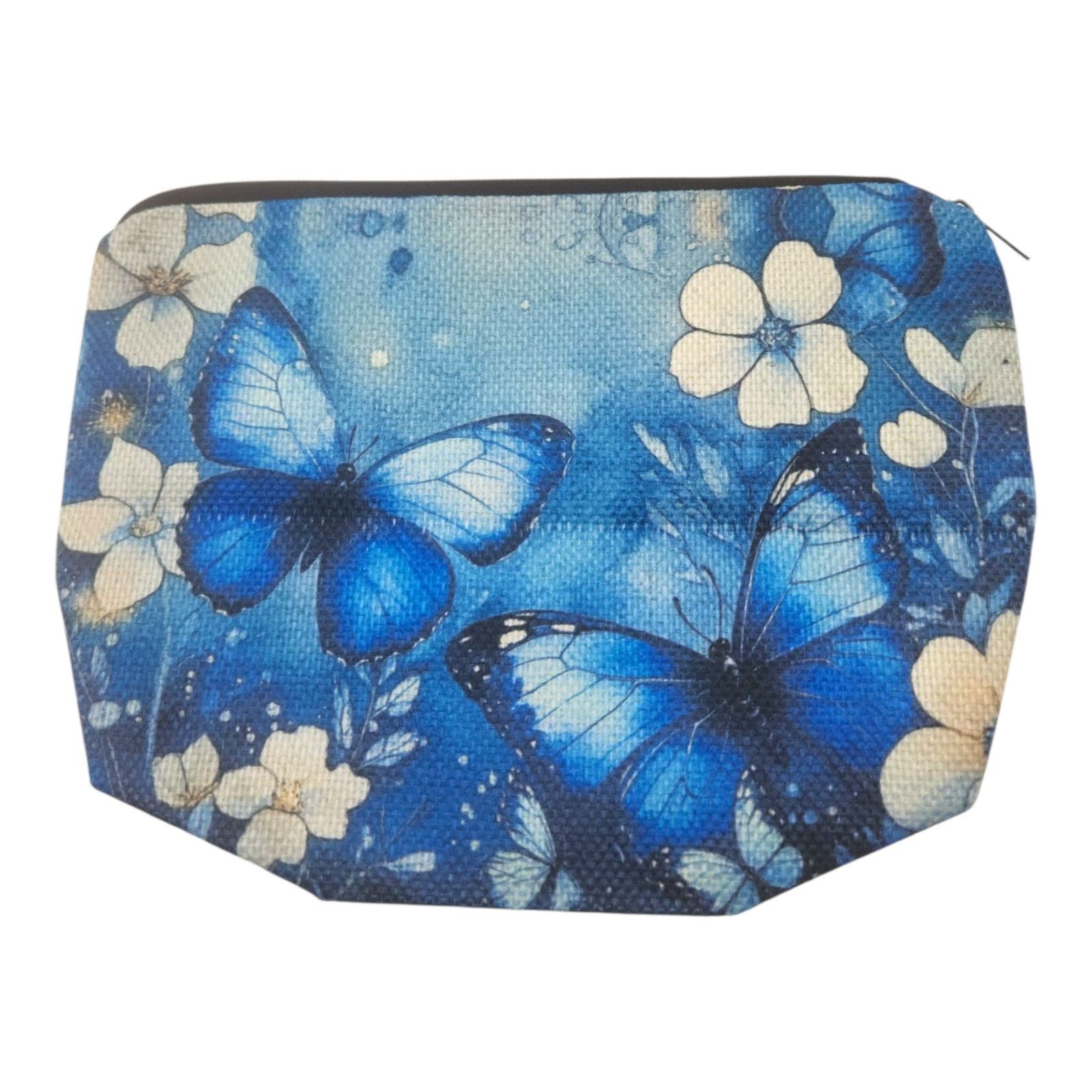 Other Blue Butterfly Floral Cosmetic Bag - Makeup Organizer Size ONE SIZE - 8 Thumbnail