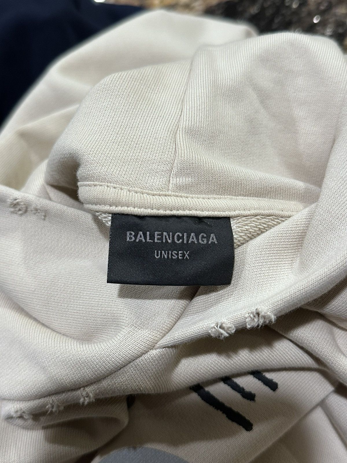 Balenciaga Balenciaga “Be Nice” Light Biege 2023 Distressed Hoodie Size US XL / EU 56 / 4 - 10 Thumbnail