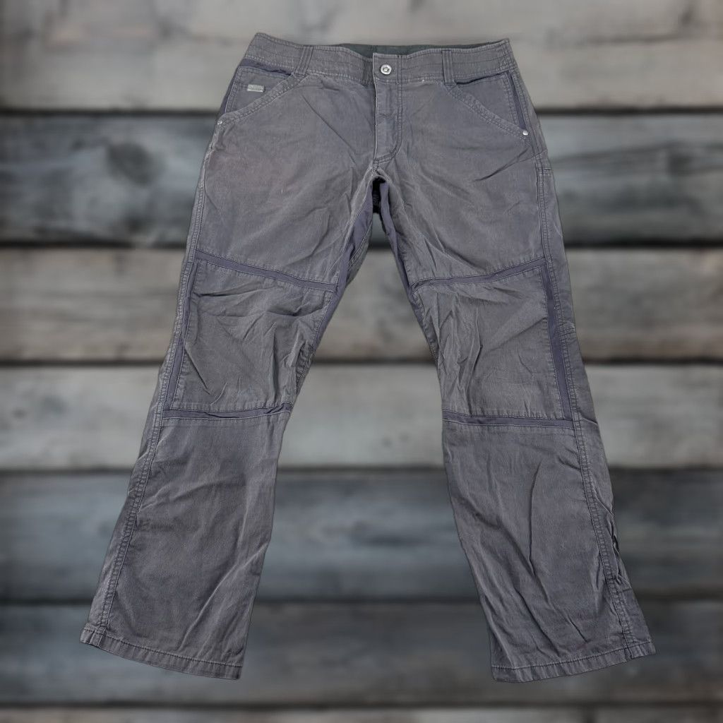 Vintage Kuhl Pants Mens 34x30 Grey Carpenter Straight Cotton Nylon Stretch Hiking Pants Mens Regular 90s Logo USA Vietnam Grey Size US 34 / EU 50 - 1 Thumbnail
