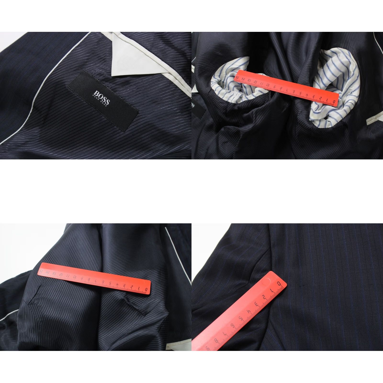 Hugo Boss HUGO BOSS Blazer The James/Sharp2 WE Wool Pinstripe Notch Lapel Mens US 36 Button Front 2 Buttons Regular Size Black Size 36R - 9 Thumbnail