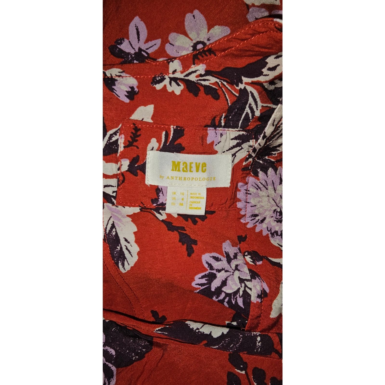 Anthropologie New Maeve Puff-Sleeve Floral Midi Dress $160 Sz 6 Red Size M / US 6-8 / IT 42-44 - 5 Thumbnail