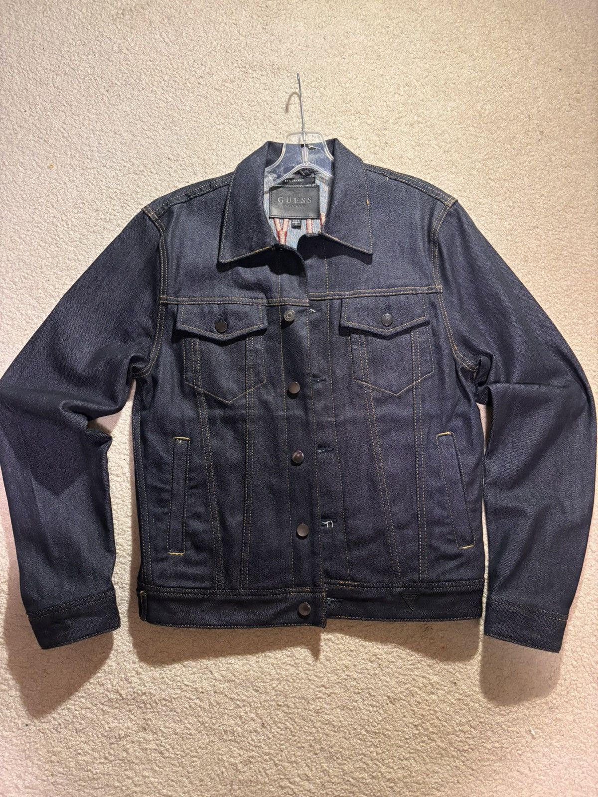 Designer × Guess Guess "Rex" Embroidered Dark Denim Jacket Mens Medium Size US M / EU 48-50 / 2 - 2 Thumbnail