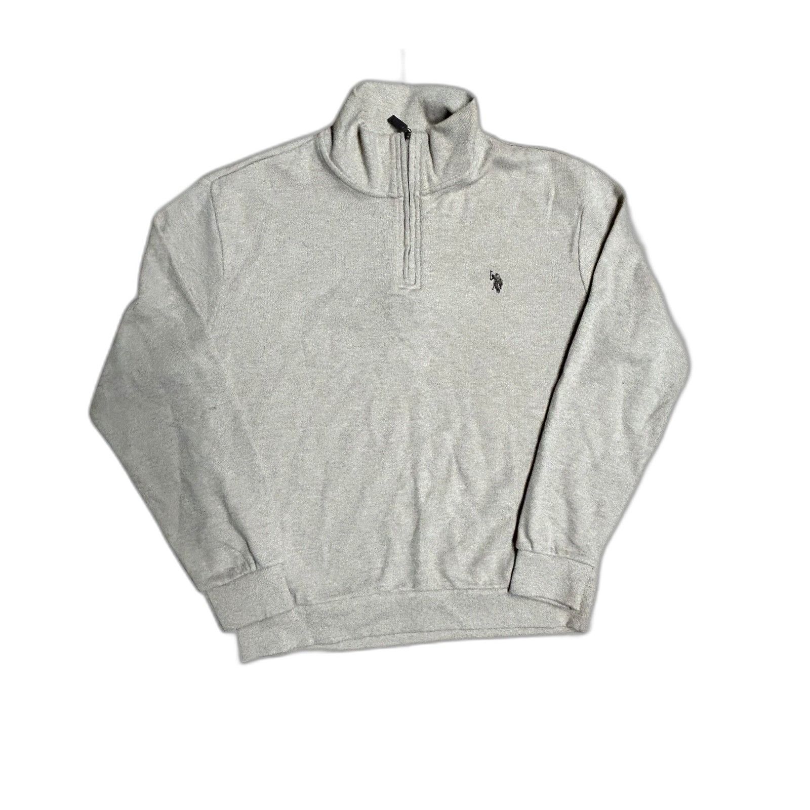U.S. Polo Assn. Cotton Quarter Zip Sweatshirt Large White