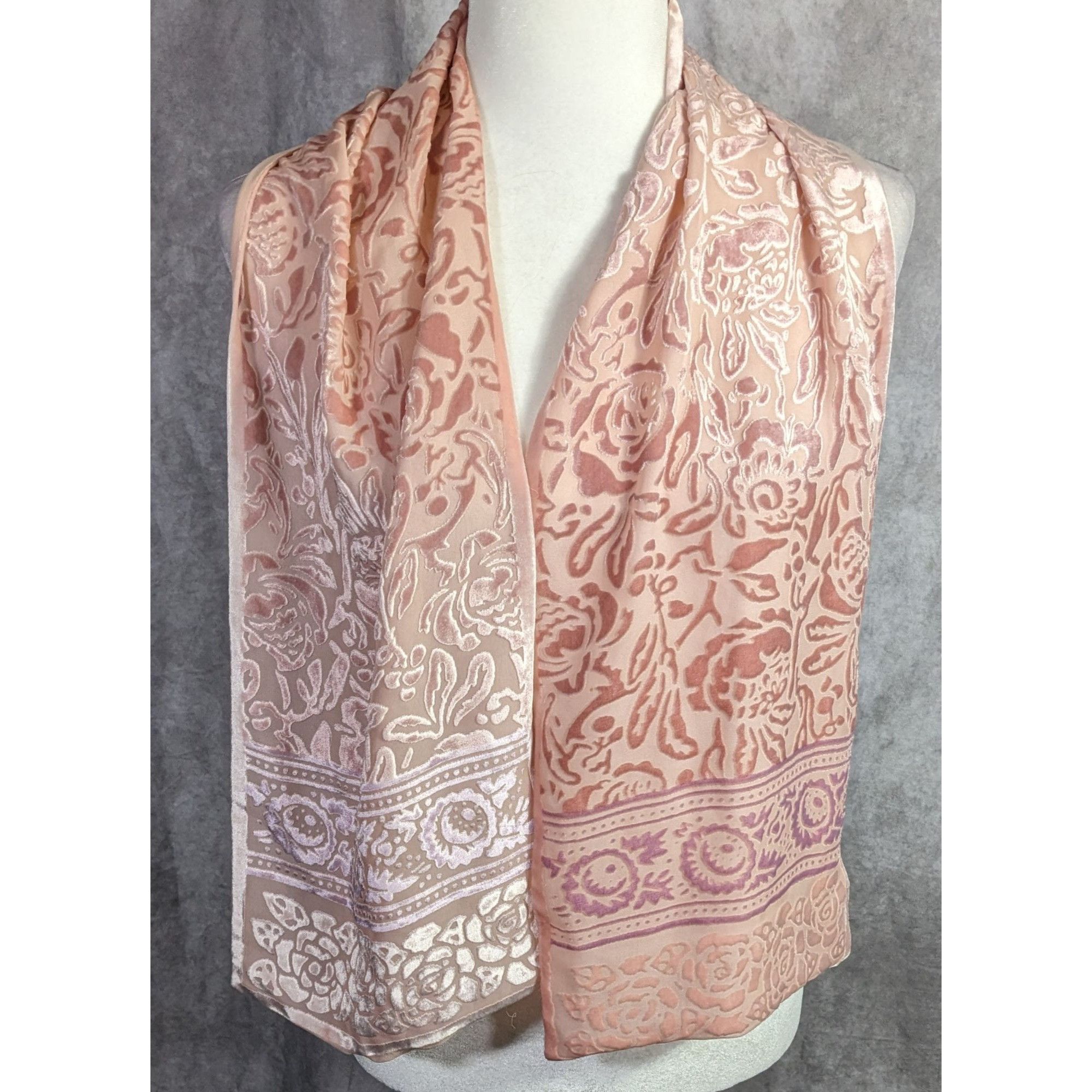 Oscar De La Renta Oscar De La Renta Vintage Coquette Burnout Velvet Floral Sca Size ONE SIZE - 9 Thumbnail