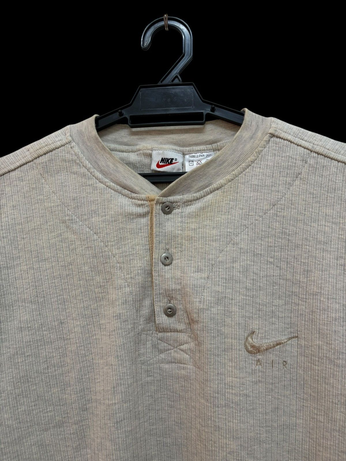 Nike 90s NIKE AIR HENLEY NECK THERMAL RIB COTTON EMBROIDED LOGO Size US L / EU 52-54 / 3 - 5 Thumbnail
