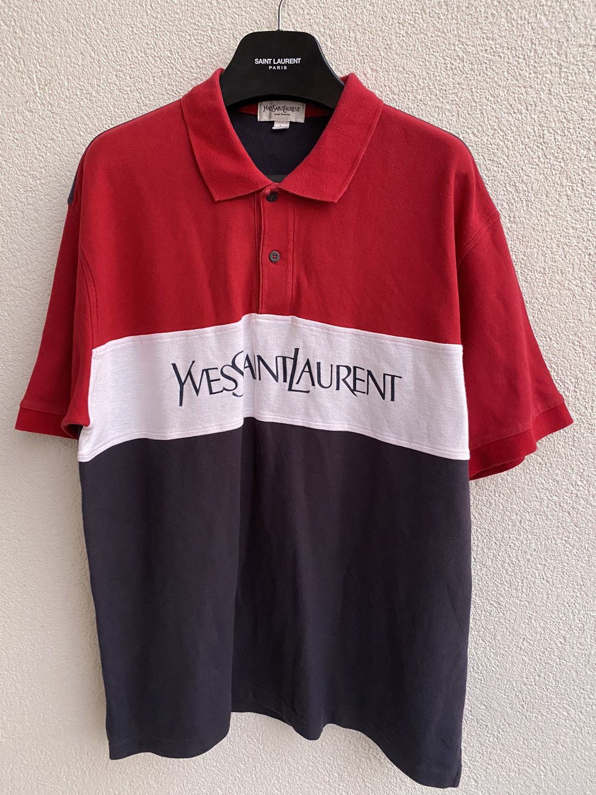 Yves Saint Laurent Big Logo YSL Polo Shirt Size US L / EU 52-54 / 3 - 17 Thumbnail