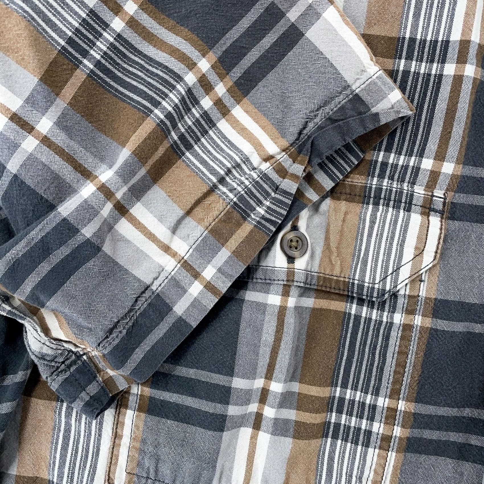 Carhartt Carhartt Shirt Mens XL Gray Brown Plaid Short Sleeve Button Front Relaxed Fit Size US XL / EU 56 / 4 - 3 Thumbnail