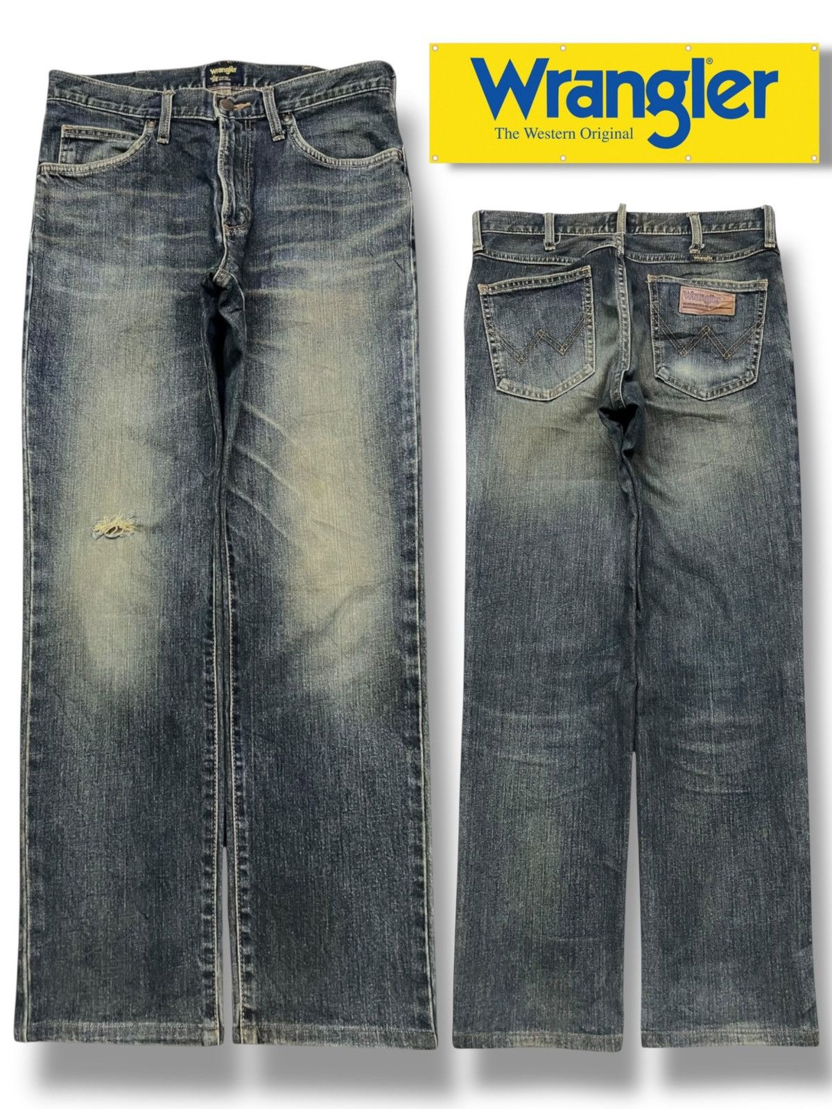 Wrangler Vintage Y2K Wrangler - Faded Mud Wash, Distressed Jeans Size US 31 - 1 Thumbnail