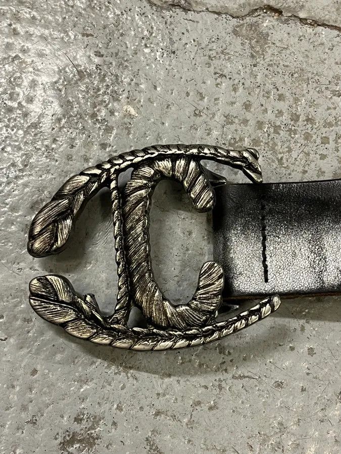 Roberto Cavalli 2000s Cavalli Two Tones Black & Silver Leather Belt Size ONE SIZE - 4 Thumbnail