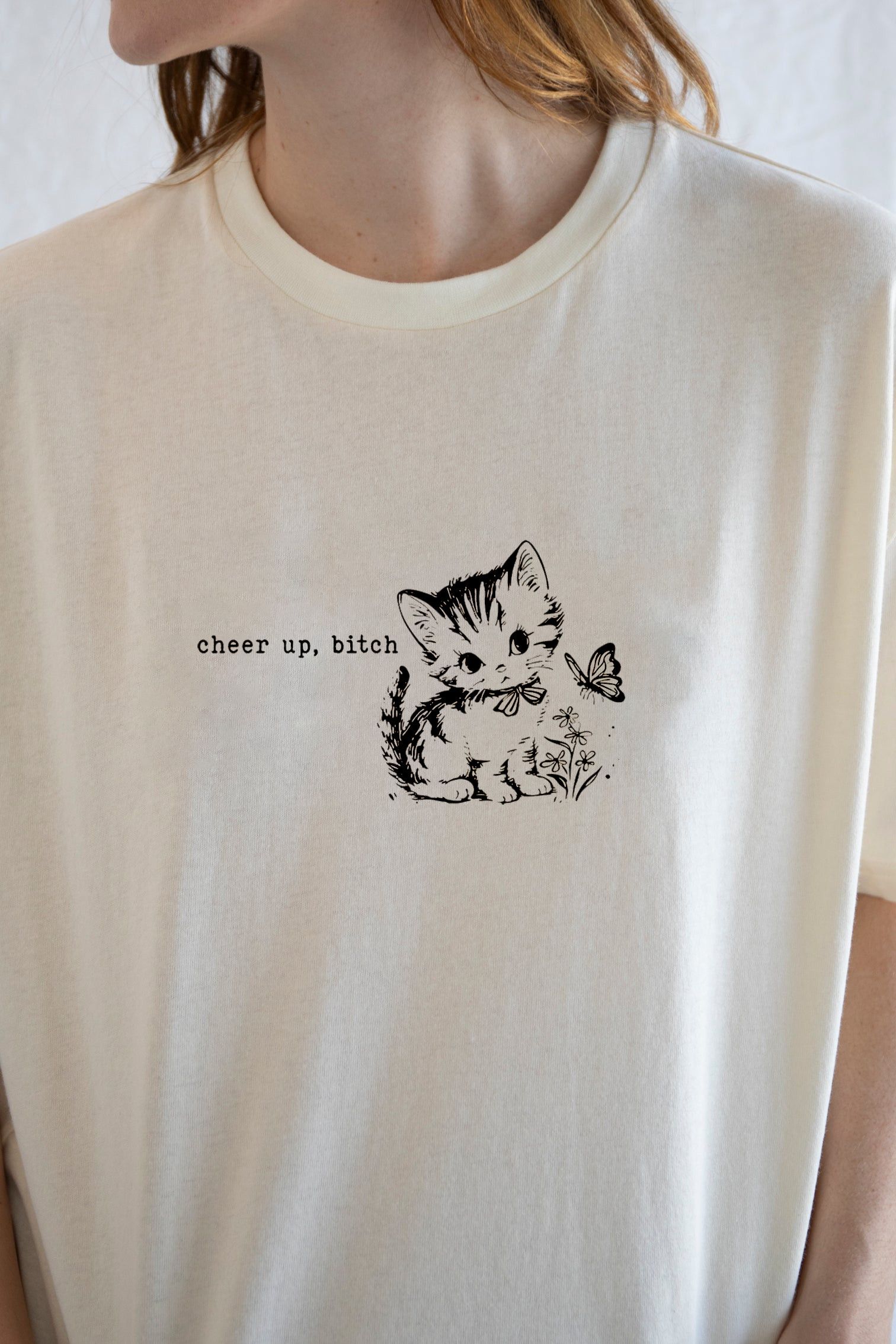 Designer × Vintage Cheer Up Cute Cat Tee – Whiskers, Winks & Feel-Good Vibes Size S / US 4 / IT 40 - 3 Thumbnail