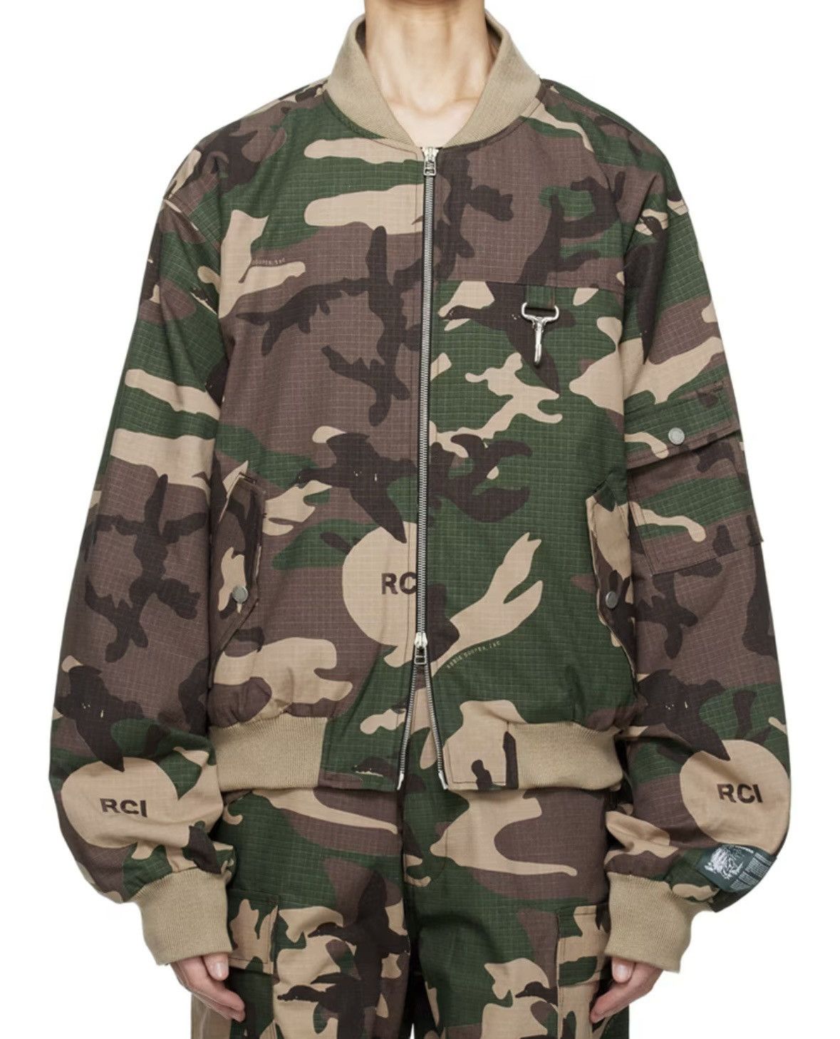 Reese Cooper Khaki Camo Bomber Jacket Size US L / EU 52-54 / 3 - 1 Thumbnail