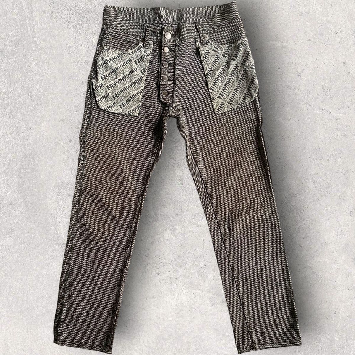Number (N)ine Vintage SS00 “Extra Heavy” Inside Out Jacquard Denim Size US 28 / EU 44 - 2 Thumbnail