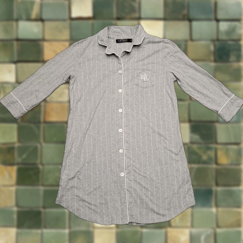 Ralph Lauren Lauren Ralph Lauren Shirt Women Small Gray Stripe Baseball Jersey 3/4 Sleeve Size S / US 4 / IT 40 - 1 Thumbnail