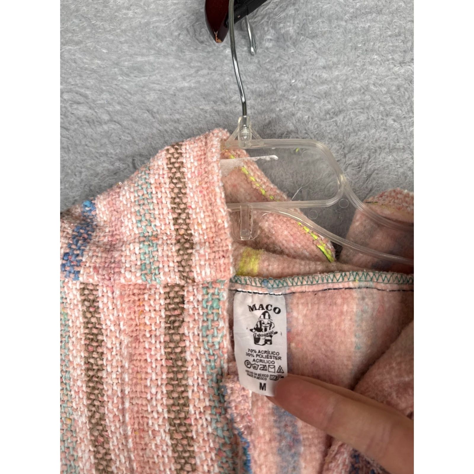 Vintage MACO Hoodie Mens M Pink Striped Baja Kangaroo Pocket Hippie Bohemian Beach Pullover Hooded V-Neck Shirt/Ho odie (Note: length constraint) Size US M / EU 48-50 / 2 - 6 Thumbnail
